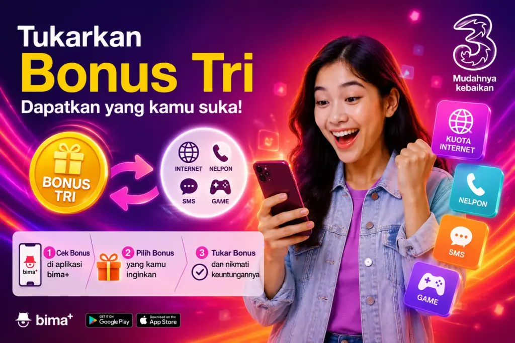 Cara Menukar Bonus Tri 2026, Tukar Poin BonsTri Jadi Kuota