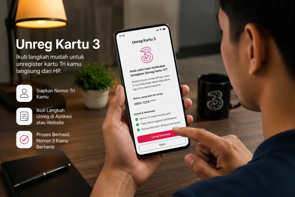 Cara Unreg Kartu 3 Terbaru 2026, Lewat SMS, Website, dan Solusi Nomor Hilang
